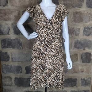 Free People French Quarter Mini‎ Wrap Dress Large Jet Combo Ruffle Sleeveless